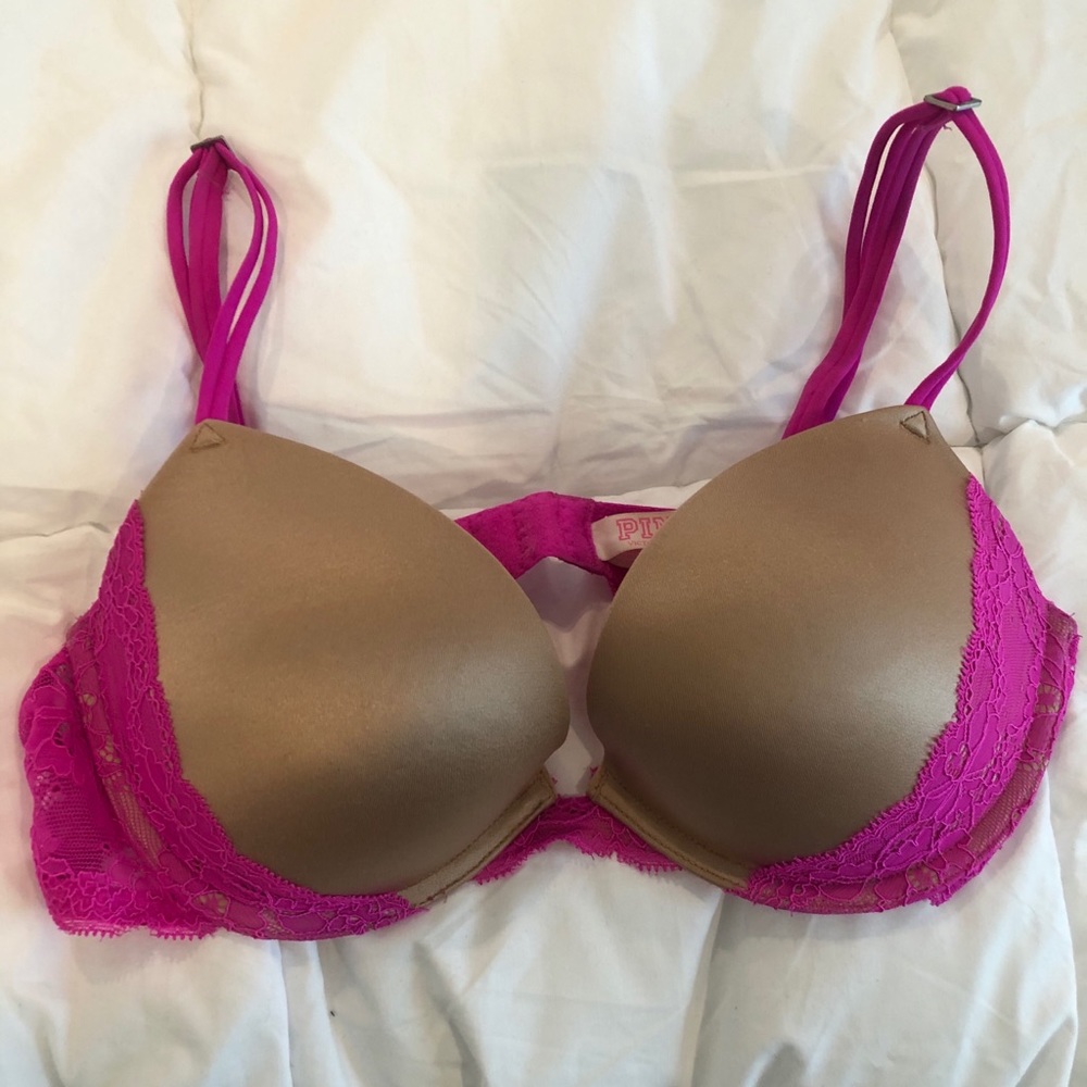 Tan With Purple Lace Bra